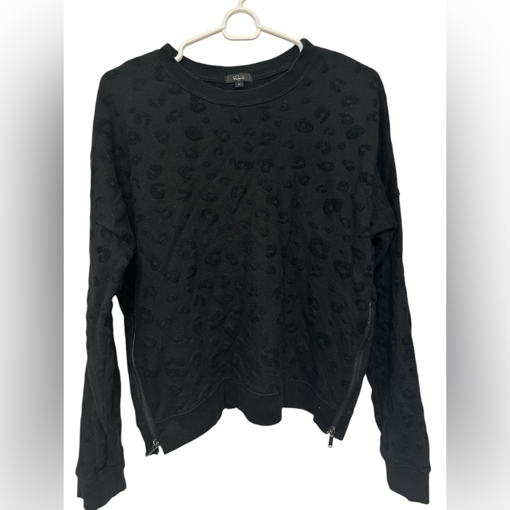 Rails Marlo Flocked Leopard Pullover Sweatshirt Cozy Lounge